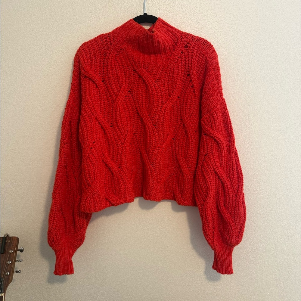 Free People Crop Turtle Neck Sweater